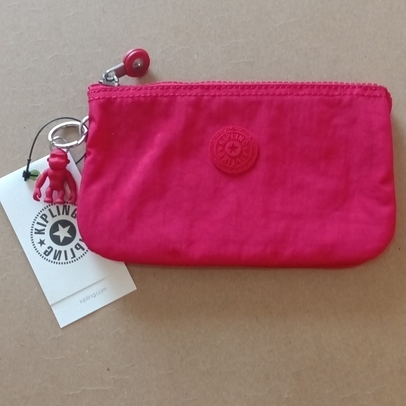 NWT Kipling Creativity red nylon pouch or wristlet or cosmetic bag with monkey ♥ - Picture 3 of 16